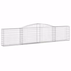 vidaXL Arched Gabion Basket Stone Basket Gabion Retaining Wall Galvanised Iron - 400 x 30 x 80/100 cm/ 8 pcs - Additional view 2