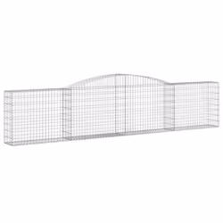 vidaXL Arched Gabion Basket Stone Basket Gabion Retaining Wall Galvanised Iron - 400 x 30 x 80/100 cm/ 9 pcs - Additional view 2