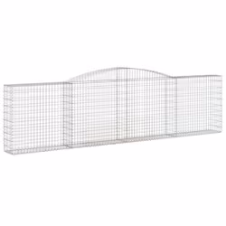 vidaXL Arched Gabion Basket Stone Basket Gabion Retaining Wall Galvanised Iron - 400 x 30 x 100/120 cm/ 5 pcs - Additional view 2