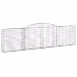 vidaXL Arched Gabion Basket Stone Basket Gabion Retaining Wall Galvanised Iron - 400 x 30 x 100/120 cm/ 15 pcs - Additional view 2