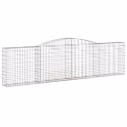 vidaXL Arched Gabion Basket Stone Basket Gabion Retaining Wall Galvanised Iron - 400 x 30 x 100/120 cm/ 25 pcs - Additional view 2