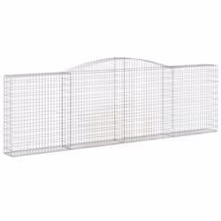 vidaXL Arched Gabion Basket Stone Basket Gabion Retaining Wall Galvanised Iron - 400 x 30 x 120/140 cm/ 20 pcs