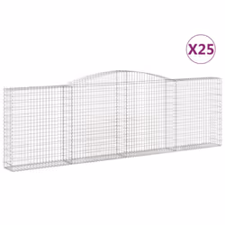 vidaXL Arched Gabion Basket Stone Basket Gabion Retaining Wall Galvanised Iron - 400 x 30 x 120/140 cm/ 25 pcs