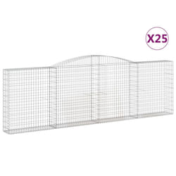 vidaXL Arched Gabion Basket Stone Basket Gabion Retaining Wall Galvanised Iron - 400 x 30 x 120/140 cm/ 25 pcs