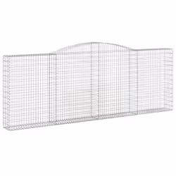 vidaXL Arched Gabion Basket Stone Basket Gabion Retaining Wall Galvanised Iron - 400 x 30 x 140/160 cm/ 4 pcs - Additional view 2