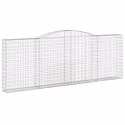 vidaXL Arched Gabion Basket Stone Basket Gabion Retaining Wall Galvanised Iron - 400 x 30 x 140/160 cm/ 5 pcs - Additional view 2