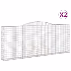 vidaXL Arched Gabion Basket Stone Basket Gabion Retaining Wall Galvanised Iron - 400 x 30 x 160/180 cm/ 2 pcs