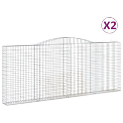 vidaXL Arched Gabion Basket Stone Basket Gabion Retaining Wall Galvanised Iron - 400 x 30 x 160/180 cm/ 2 pcs