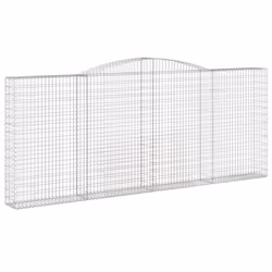 vidaXL Arched Gabion Basket Stone Basket Gabion Retaining Wall Galvanised Iron - 400 x 30 x 160/180 cm/ 2 pcs