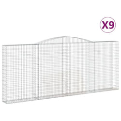 vidaXL Arched Gabion Basket Stone Basket Gabion Retaining Wall Galvanised Iron - 400 x 30 x 160/180 cm/ 9 pcs