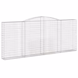 vidaXL Arched Gabion Basket Stone Basket Gabion Retaining Wall Galvanised Iron - 400 x 30 x 160/180 cm/ 9 pcs