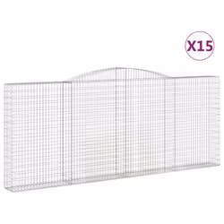 vidaXL Arched Gabion Basket Stone Basket Gabion Retaining Wall Galvanised Iron - 400 x 30 x 160/180 cm/ 15 pcs