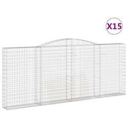 vidaXL Arched Gabion Basket Stone Basket Gabion Retaining Wall Galvanised Iron - 400 x 30 x 160/180 cm/ 15 pcs