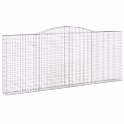 vidaXL Arched Gabion Basket Stone Basket Gabion Retaining Wall Galvanised Iron - 400 x 30 x 160/180 cm/ 15 pcs