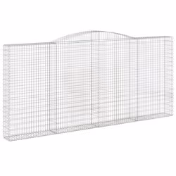 vidaXL Arched Gabion Basket Stone Basket Gabion Retaining Wall Galvanised Iron - 400 x 30 x 180/200 cm/ 2 pcs - Additional view 2