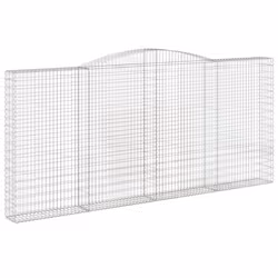 vidaXL Arched Gabion Basket Stone Basket Gabion Retaining Wall Galvanised Iron - 400 x 30 x 180/200 cm/ 3 pcs - Additional view 2
