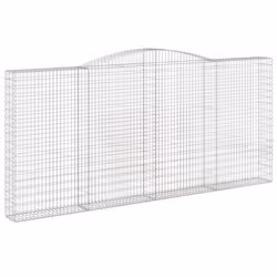 vidaXL Arched Gabion Basket Stone Basket Gabion Retaining Wall Galvanised Iron - 400 x 30 x 180/200 cm/ 7 pcs - Additional view 2