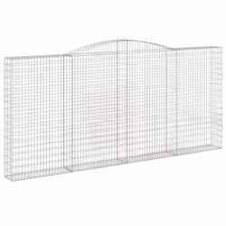 vidaXL Arched Gabion Basket Stone Basket Gabion Retaining Wall Galvanised Iron - 400 x 30 x 180/200 cm/ 8 pcs - Additional view 2