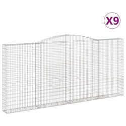 vidaXL Arched Gabion Basket Stone Basket Gabion Retaining Wall Galvanised Iron - 400 x 30 x 180/200 cm/ 9 pcs