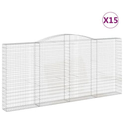 vidaXL Arched Gabion Basket Stone Basket Gabion Retaining Wall Galvanised Iron - 400 x 30 x 180/200 cm/ 15 pcs