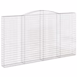 vidaXL Arched Gabion Basket Stone Basket Gabion Retaining Wall Galvanised Iron - 400 x 30 x 220/240 cm/ 9 pcs - Additional view 2