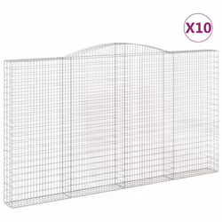 vidaXL Arched Gabion Basket Stone Basket Gabion Retaining Wall Galvanised Iron - 400 x 30 x 220/240 cm/ 10 pcs