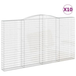 vidaXL Arched Gabion Basket Stone Basket Gabion Retaining Wall Galvanised Iron - 400 x 30 x 220/240 cm/ 10 pcs