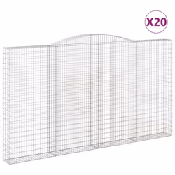 vidaXL Arched Gabion Basket Stone Basket Gabion Retaining Wall Galvanised Iron - 400 x 30 x 220/240 cm/ 20 pcs