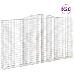 vidaXL Arched Gabion Basket Stone Basket Gabion Retaining Wall Galvanised Iron - 400 x 30 x 220/240 cm/ 20 pcs