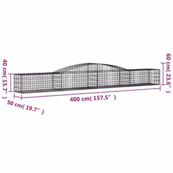 vidaXL Arched Gabion Basket Stone Basket Gabion Retaining Wall Galvanised Iron - 400 x 50 x 40/60 cm/ 3 pcs - Additional view 5