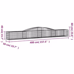 vidaXL Arched Gabion Basket Stone Basket Gabion Retaining Wall Galvanised Iron - 400 x 50 x 40/60 cm/ 5 pcs - Additional view 3