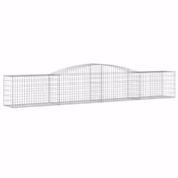vidaXL Arched Gabion Basket Stone Basket Gabion Retaining Wall Galvanised Iron - 400 x 50 x 60/80 cm/ 6 pcs - Additional view 2