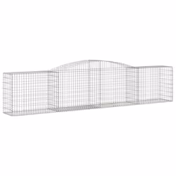 vidaXL Arched Gabion Basket Stone Basket Gabion Retaining Wall Galvanised Iron - 400 x 50 x 80/100 cm/ 4 pcs - Additional view 2