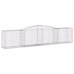 vidaXL Arched Gabion Basket Stone Basket Gabion Retaining Wall Galvanised Iron - 400 x 50 x 80/100 cm/ 5 pcs - Additional view 2