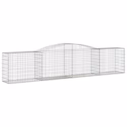 vidaXL Arched Gabion Basket Stone Basket Gabion Retaining Wall Galvanised Iron - 400 x 50 x 80/100 cm/ 7 pcs - Additional view 2