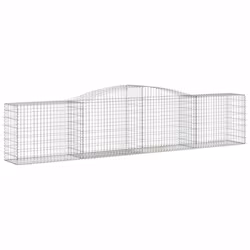 vidaXL Arched Gabion Basket Stone Basket Gabion Retaining Wall Galvanised Iron - 400 x 50 x 80/100 cm/ 25 pcs - Additional view 2