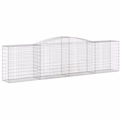 vidaXL Arched Gabion Basket Stone Basket Gabion Retaining Wall Galvanised Iron - 400 x 50 x 100/120 cm/ 8 pcs - Additional view 2
