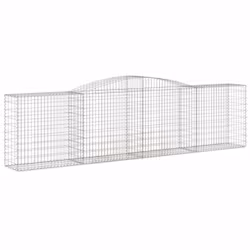 vidaXL Arched Gabion Basket Stone Basket Gabion Retaining Wall Galvanised Iron - 400 x 50 x 100/120 cm/ 9 pcs - Additional view 2