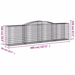 vidaXL Arched Gabion Basket Stone Basket Gabion Retaining Wall Galvanised Iron - 400 x 50 x 100/120 cm/ 25 pcs - Additional view 3