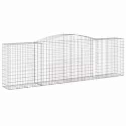 vidaXL Arched Gabion Basket Stone Basket Gabion Retaining Wall Galvanised Iron - 400 x 50 x 120/140 cm/ 3 pcs - Additional view 2