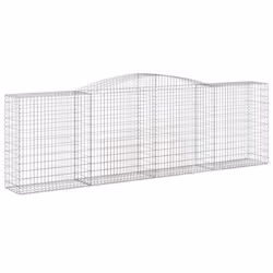 vidaXL Arched Gabion Basket Stone Basket Gabion Retaining Wall Galvanised Iron - 400 x 50 x 120/140 cm/ 9 pcs - Additional view 2