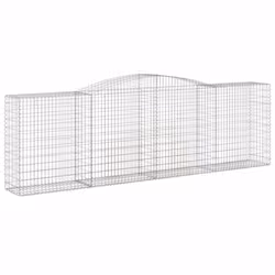 vidaXL Arched Gabion Basket Stone Basket Gabion Retaining Wall Galvanised Iron - 400 x 50 x 120/140 cm/ 10 pcs - Additional view 2
