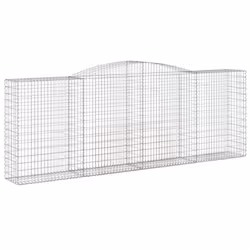 vidaXL Arched Gabion Basket Stone Basket Gabion Retaining Wall Galvanised Iron - 400 x 50 x 140/160 cm/ 4 pcs - Additional view 2