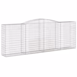 vidaXL Arched Gabion Basket Stone Basket Gabion Retaining Wall Galvanised Iron - 400 x 50 x 140/160 cm/ 9 pcs - Additional view 2