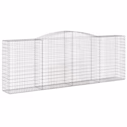 vidaXL Arched Gabion Basket Stone Basket Gabion Retaining Wall Galvanised Iron - 400 x 50 x 140/160 cm/ 10 pcs - Additional view 2