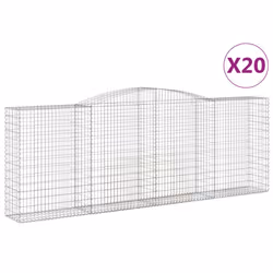 vidaXL Arched Gabion Basket Stone Basket Gabion Retaining Wall Galvanised Iron - 400 x 50 x 140/160 cm/ 20 pcs