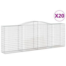 vidaXL Arched Gabion Basket Stone Basket Gabion Retaining Wall Galvanised Iron - 400 x 50 x 140/160 cm/ 20 pcs