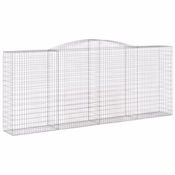 vidaXL Arched Gabion Basket Stone Basket Gabion Retaining Wall Galvanised Iron - 400 x 50 x 160/180 cm/ 2 pcs - Additional view 2