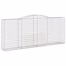 vidaXL Arched Gabion Basket Stone Basket Gabion Retaining Wall Galvanised Iron - 400 x 50 x 160/180 cm/ 7 pcs - Additional view 2
