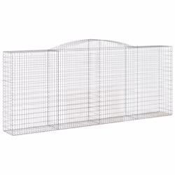 vidaXL Arched Gabion Basket Stone Basket Gabion Retaining Wall Galvanised Iron - 400 x 50 x 160/180 cm/ 15 pcs